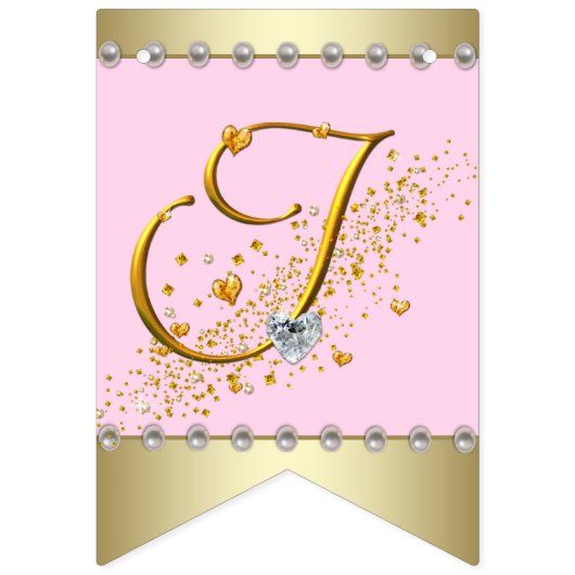 Roze Goud Etnische Ballerina Tutu Parels Baby show Vlaggetjes (Derde vlag)