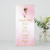 Roze Goud Etnische Prinses Baby shower Menu (Staand voorkant)