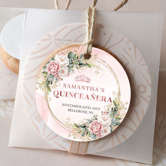 Roze Goud Eucalyptus Kwidsgeschenklabel Bedankjes Labels