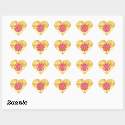 Roze Goud Fantasy Mandala Hart Sticker (Vel)