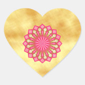 Roze Goud Fantasy Mandala Hart Sticker (Voorkant)