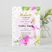 Roze Goud Flamingo Princess Baby shower Kaart (Staand voorkant)
