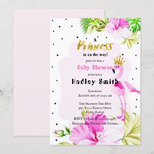 Roze Goud Flamingo Princess Baby shower Kaart