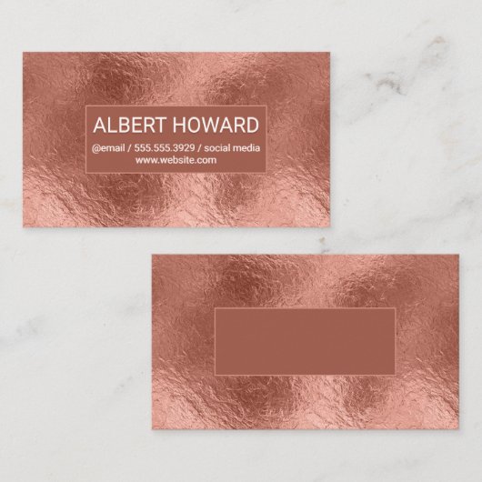 Roze Goud Folie Achtergrond Metaalachtig Glanzend Visitekaartje (Voorkant / Achterkant)