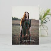 Roze Goud Folie Afstudeerfoto Afstudeeraankondigin Folie Uitnodiging (Staand Voorkant)