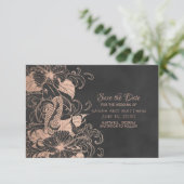 Roze Goud Folie Bloem Koi Trouw Save the Date (Staand voorkant)