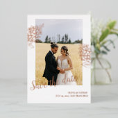 Roze goud folie bloem moderne bewaar de datum foli uitnodiging (Staand Voorkant)