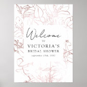 Roze Goud Folie Bloemachtig Bruidsfeest Verwelkomi Poster (Voorkant)