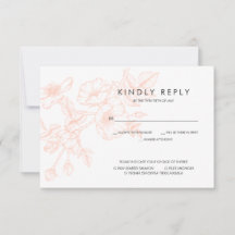 Roze Goud Folie Bloemige Trouw RSVP met maaltijdke