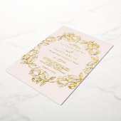 Roze Goud Folie Blush Bloem Bruiloft  Uitnodiging (Gedraaid)