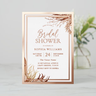 Roze Goud Folie Boheemse Boho Bruiloft Borrel Uitnodiging