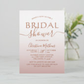 Roze Goud Folie Calligraphy Bruiloftsborrel Uitnodiging (Staand Voorkant)