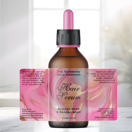 Roze goud folie cosmetica of druppelfles label