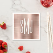 Roze Goud Folie Drieletter Monogram Servet (Insitu)