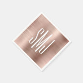 Roze Goud Folie Drieletter Monogram Servet (Hoek)