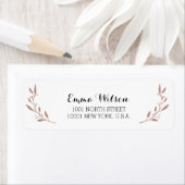 Roze Goud Folie Effect Retouradreslabels Bloem Etiket (Insitu)