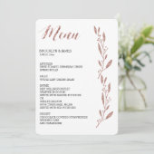Roze Goud Folie Effect Trouwmenu Bloem Menu