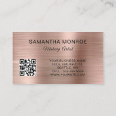 Roze Goud Folie Fancy Monogram QR Code Visitekaartje (Achterkant)