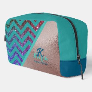 Roze Goud Folie Glitter Chevron Turquoise Groen Ca Toilettasje