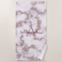 Roze Goud Folie Glitter in Roze Marmer Monogram