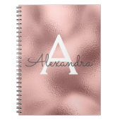 Roze Goud Folie Glitter Monogram Notitieboek (Voorkant)