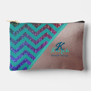 Roze Goud Folie Glitterige Chevron TealTurquoise N Etui