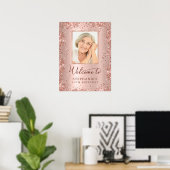 Roze Goud Folie Glitters 95e Verjaardag Foto Welko Poster (Thuiskantoor)