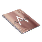 Roze Goud Folie Glitters Glans Monogram Dagboek Notitieboek (Rechterzijde)