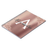 Roze Goud Folie Glitters Glans Monogram Dagboek Notitieboek (Linkerzijde)