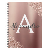 Roze Goud Folie Glitters Glans Monogram Dagboek Notitieboek (Voorkant)