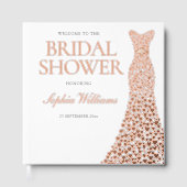 Roze Goud Folie Hart Jurk Bruidsbezoek Gastenboek (Voorkant)