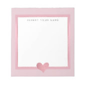 Roze Goud Folie Hart Notitieblok 14 cm x 15 cm (Voorkant)
