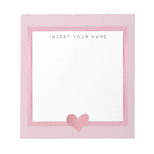Roze Goud Folie Hart Notitieblok 14 cm x 15 cm