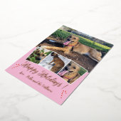 Roze Goud Folie Hond Foto Collage Roze Vakantiekaa Folie Feestdagenkaart (Gedraaid)