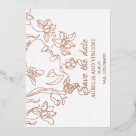 Roze goud folie kalligrafie save the date kaart