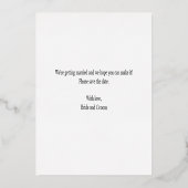 Roze goud folie kalligrafie save the date kaart (Achterkant)