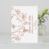 Roze goud folie kalligrafie save the date kaart (Staand Voorkant)