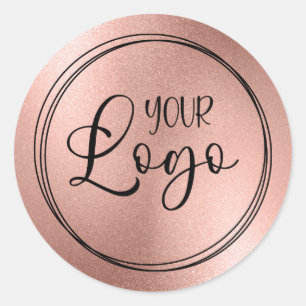 Roze Goud Folie Look Logo Ronde Sticker