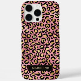 Roze Goud Folie Luipaardprint Monogram iPhone 16 Pro Max Hoesje