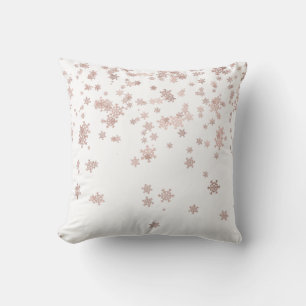 Roze Goud Folie Metallic Kerstsneeuwvlokken Kussen