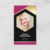 Roze Goud Folie Model Actrice QR Code Foto Visitekaartje (Voorkant)