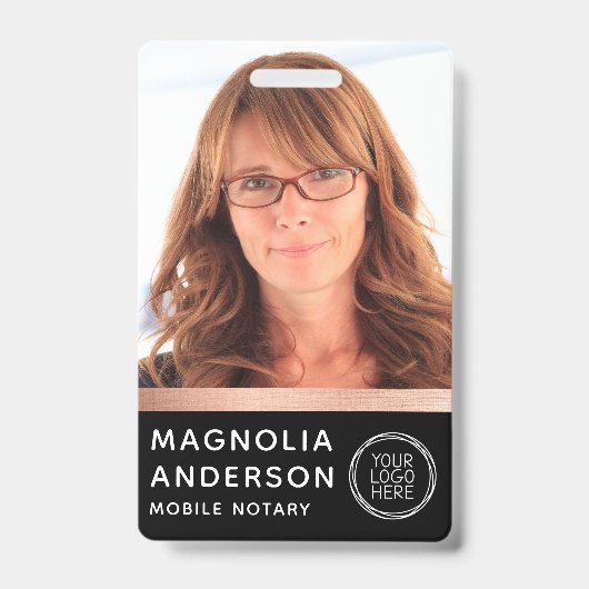 Roze Goud Folie Notarisfoto Barcode Logo Badge (Voorzijde)
