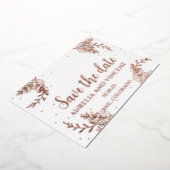 Roze goud folie save the date kaart (Gedraaid)