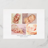Roze Goud Folie Script Foto Collage Geboorteaankon Uitnodiging (Achterkant)