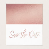 Roze Goud Folie Script Foto Save The Date Kaart Visitekaartje (Buitenkant ongevouwen)