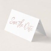 Roze Goud Folie Script Foto Save The Date Kaart Visitekaartje (Voorkant)