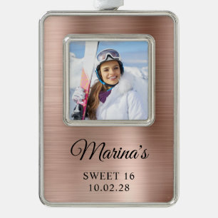Roze Goud Folie Sweet 16 Foto Verzilverd Omlijst Ornament