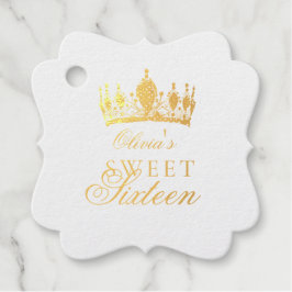 Roze Goud Folie Sweet 16 Glitter Verjaardag Bedankjes Labels