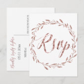 Roze Goud Folie Trouw RSVP-briefkaarten Krans Uitnodiging Briefkaart (Voorkant / Achterkant)