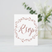 Roze Goud Folie Trouw RSVP-briefkaarten Krans Uitnodiging Briefkaart (Staand voorkant)